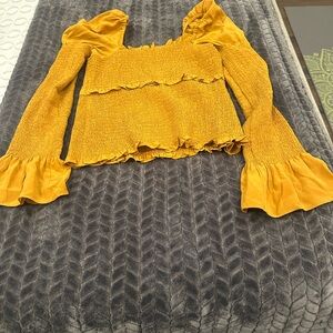 Cinq à Sept Golden Smocked Blouse